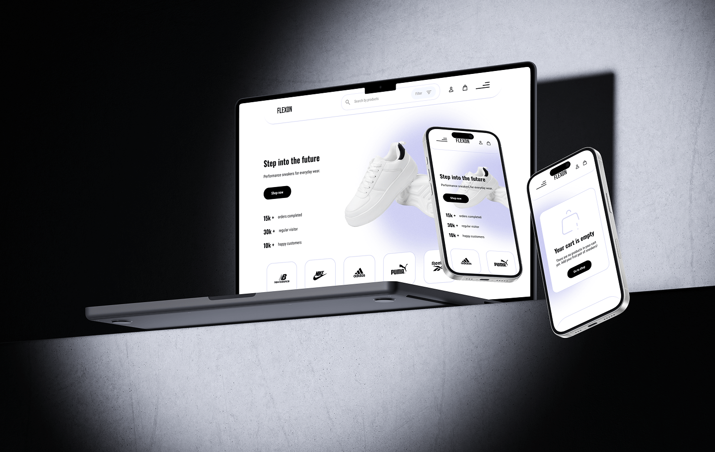 E-commerce website for 'Flexon'.