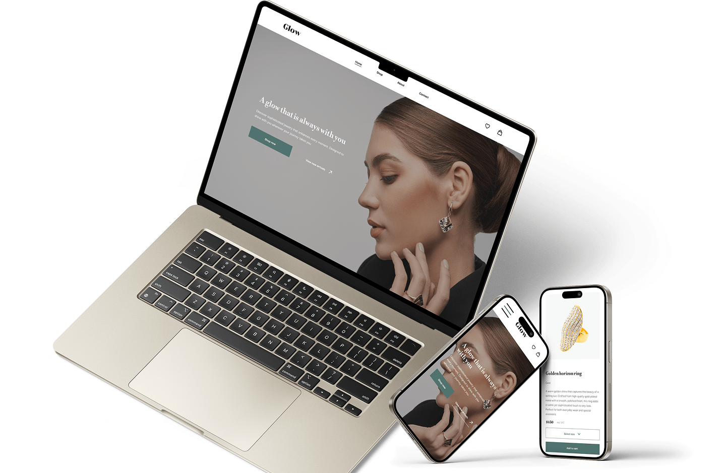 E-commerce website for 'Glow'.